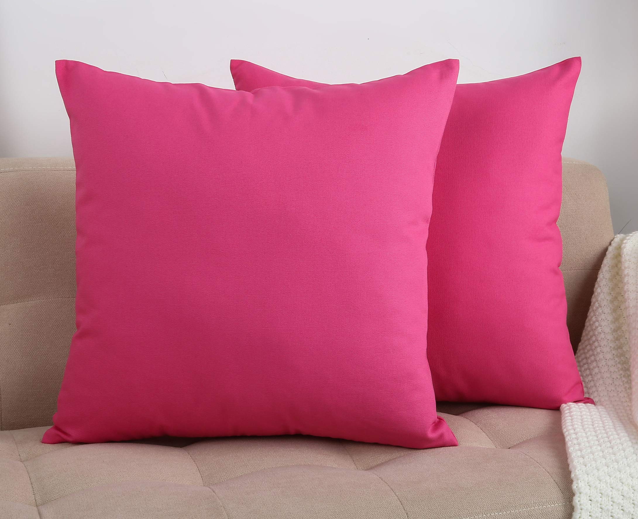 Tangdepot Handmade Decorative Solid 100% Cotton Canvas Throw Pillow Cover/Pillow Sham, (12 Inch X12 Inch, Hot Pink, 1 Count (Pac