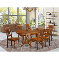 East West Furniture PLAI7-SBR-W 7 Piece Room Furniture Set Consist of an Oval Kitchen Table with Butterfly Leaf and 6 Dining Chairs, 42x78 Inch