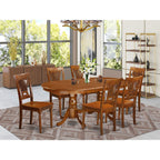 East West Furniture PLAI7-SBR-W 7 Piece Room Furniture Set Consist of an Oval Kitchen Table with Butterfly Leaf and 6 Dining Chairs, 42x78 Inch