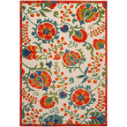 Nourison Aloha Indoor Outdoor Red Multicolor 6' X 9' Area Rug, Easy Cleaning, Non Shedding, Bed Room, Living Room, Dining Room, Backyard, Deck, Patio (6X9)