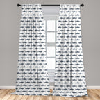 Ambesonne Sea Animals Window Curtains Pack Of 2, Sharks Swimming Horizontal Silhouettes Powerful Dangerous Wild Life, Lightweigh