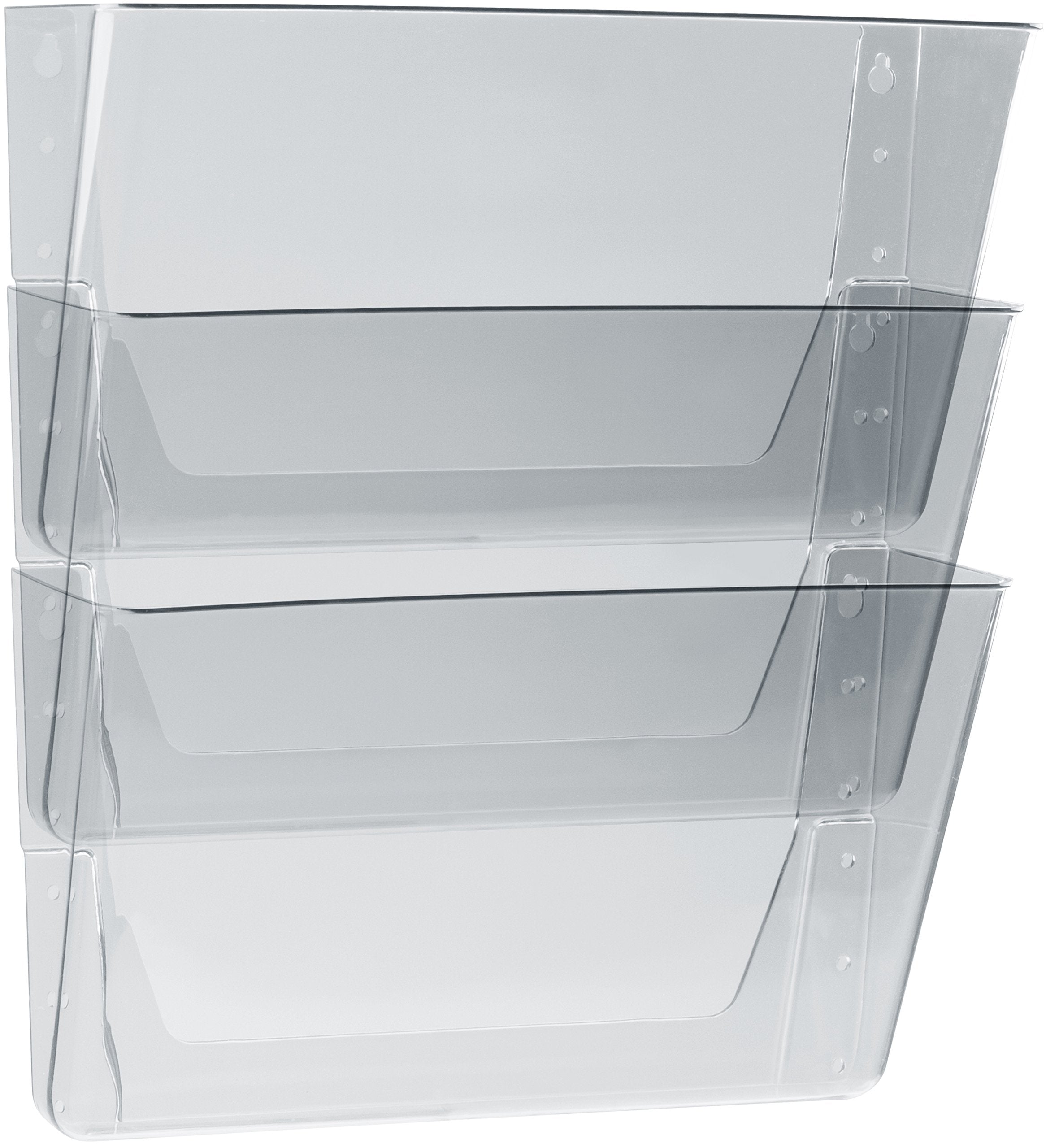 Storex Wall File, 3 Sections, Letter Size, 13' X 4' X 14', Clear, 3/Set