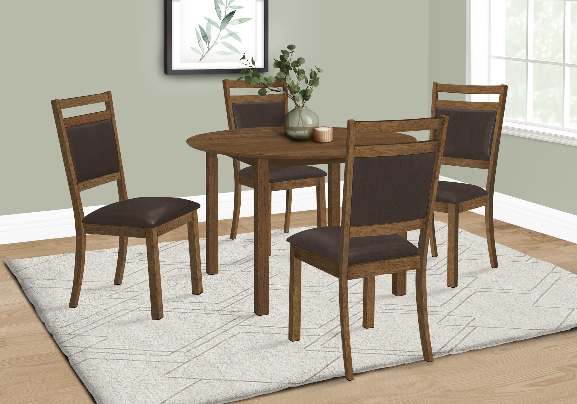 Monarch Specialties I 1316 Dining Table, 48&Quot; Round, Small, Kitchen, Dining Room, Veneer, Wood Legs, Brown, Transitional