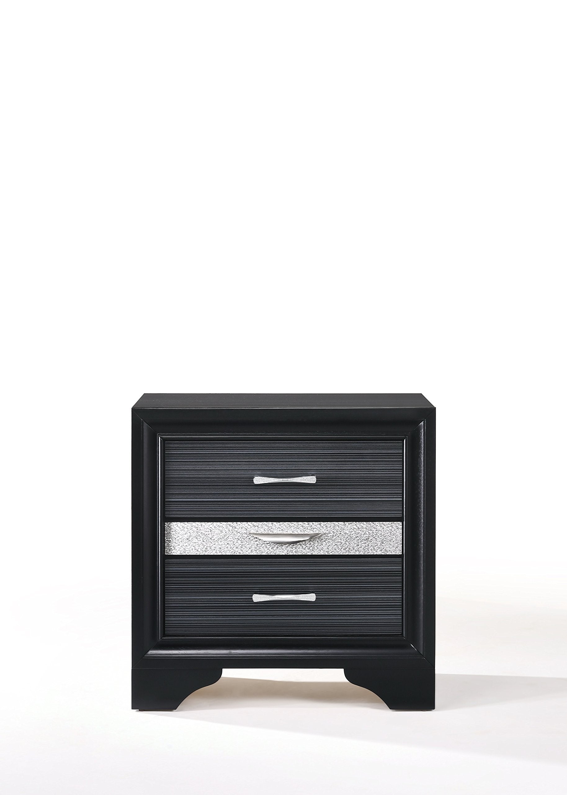 Acme Naima Square 3 Drawers Nightstand In Black