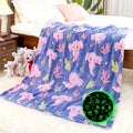 Axolotl Blanket Twin Size Glow In The Dark Animal Print Blanket Soft Cozy Salamander Fleece Bedding Blanket Axolotl Gifts Decor