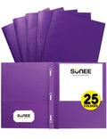 Sunee 2 Pocket Folders With Prongs (25 Pack, Purple), Paper Folders With 2 Pockets And 3 Prongs Fit Letter Size Paper, Folders W