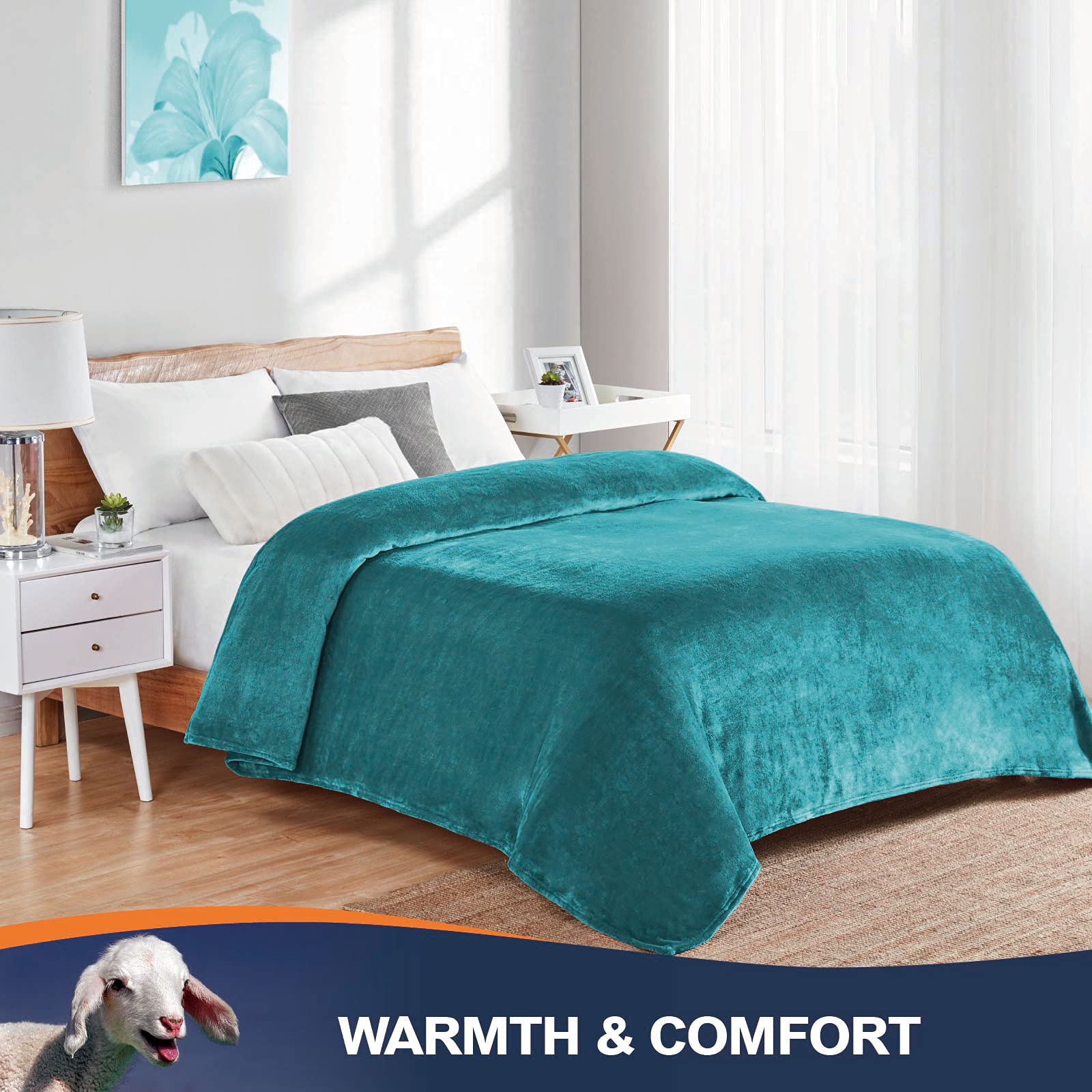 Walensee Fleece Blanket Plush Throw Fuzzy Lightweight (Queen Size 90X90 Teal) Super Soft Microfiber Flannel Blankets For Couch,