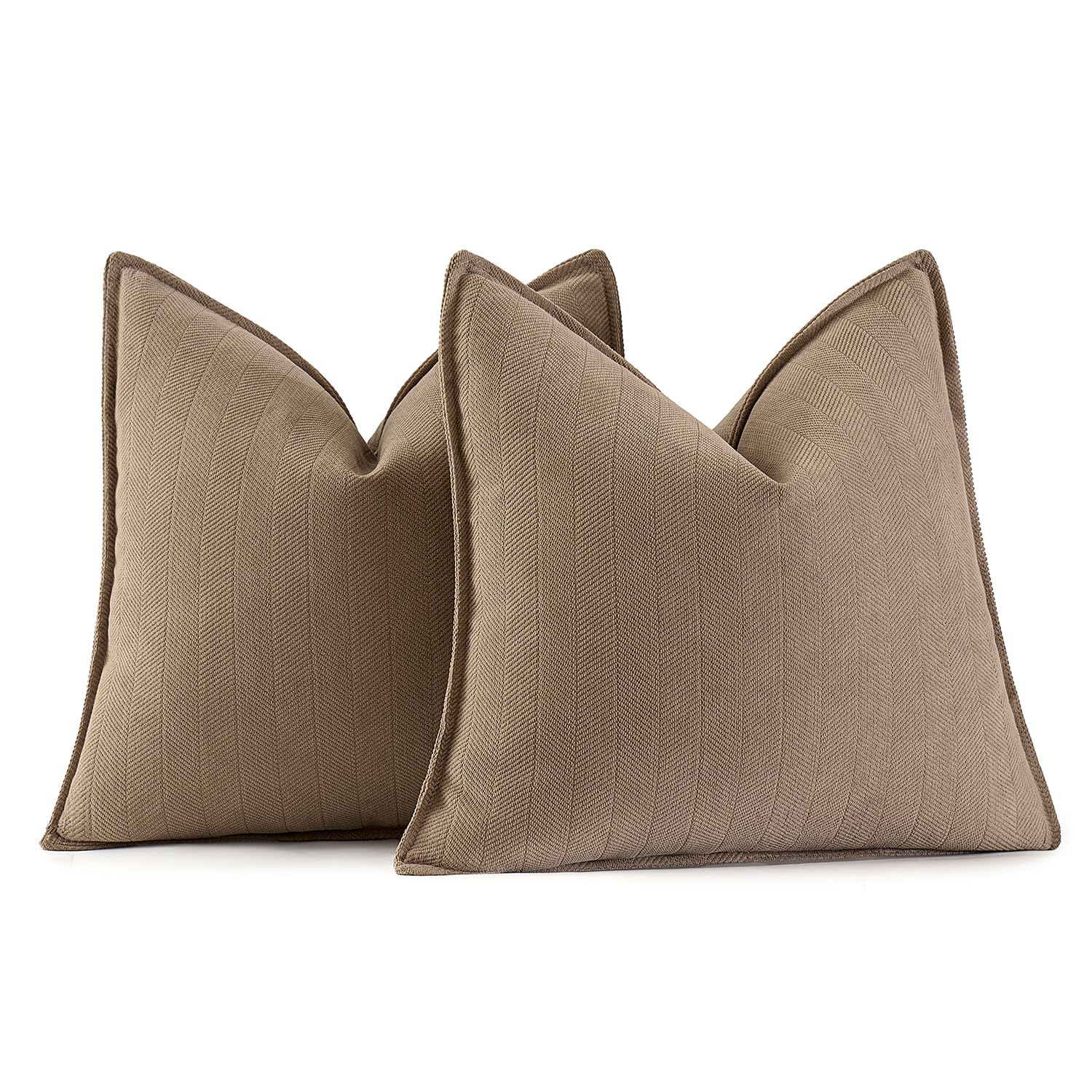 Miulee Pack Of 2 Coco Brown Decorative Pillow Covers 24X24 Inch Soft Chenille Couch Throw Pillows Farmhouse Cushion Covers With