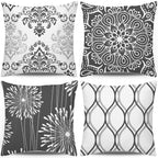 Coliuso Decorative Throw Pillow Covers 18x18 Set of 4, Dark Grey and White Modern Simple Square Pillow Case Cushion Cover for So