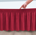 Biscaynebay Wrap Around Bed Skirts For Queen Beds With Short Drop Of 12', Red Adjustable Elastic Dust Ruffles Easy Fit Wrinkle