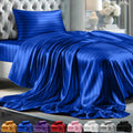 Decolure Striped Satin Sheets Twin Size Set 3 Pcs - Silky & Luxuriously Soft Satin Bed Sheets W/ 15 Inch Deep Pocket - Double St