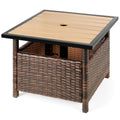 Best Choice Products Wicker Side Table With Umbrella Hole, Square Pe Rattan Outdoor End Table For Patio, Garden, Poolside, Deck W/Uv-Resistant Frame, Storage Space - Brown