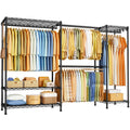 ULIFHOME E17 HeavyDuty Clothes Rack with 2 Expandable Hanging Rods, Black