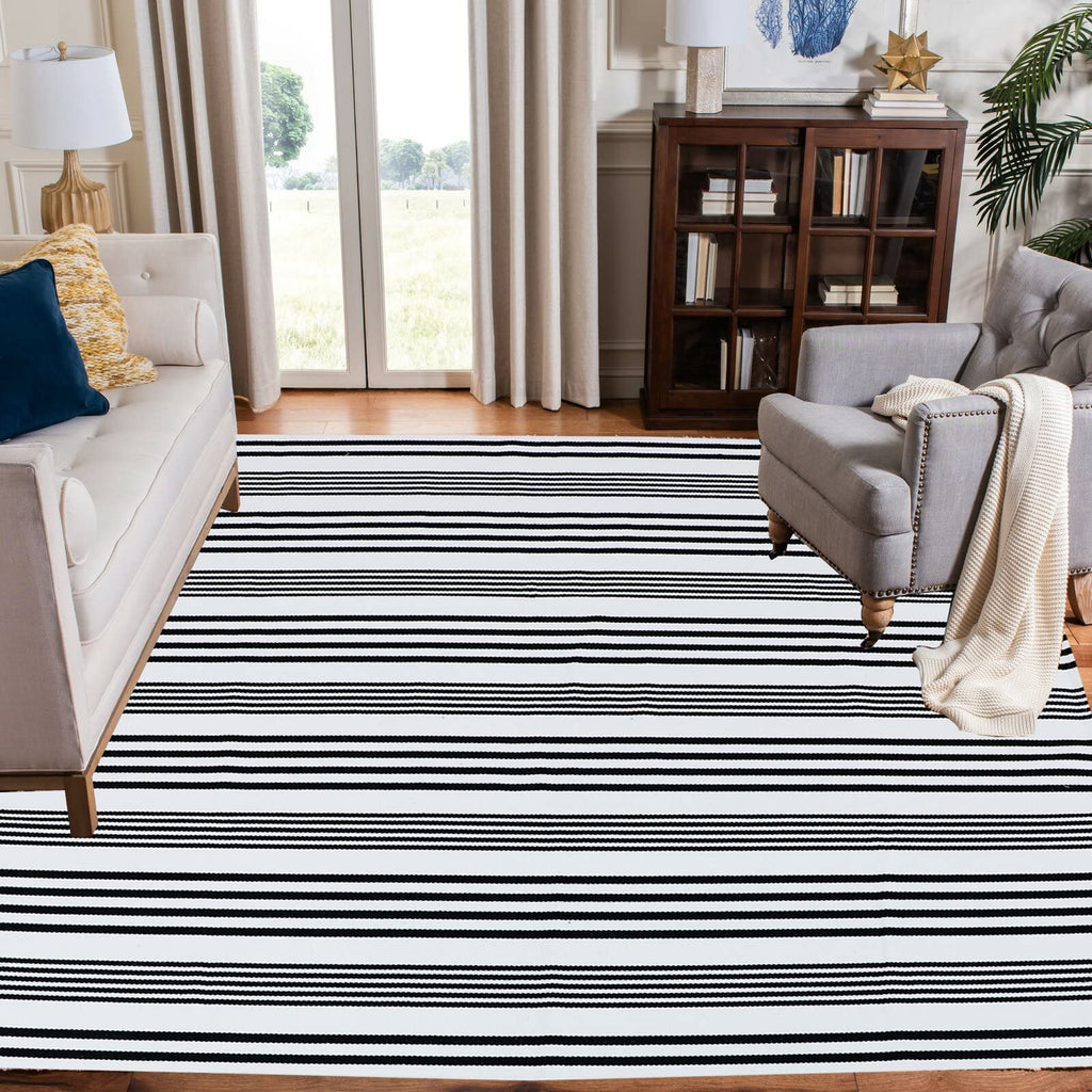 Black And White Striped Outdoor Indoor Rug 4' X 6' Front Porch Rug Cotton Hand-Woven Welcome Mats Layered Door Mats For Front Po