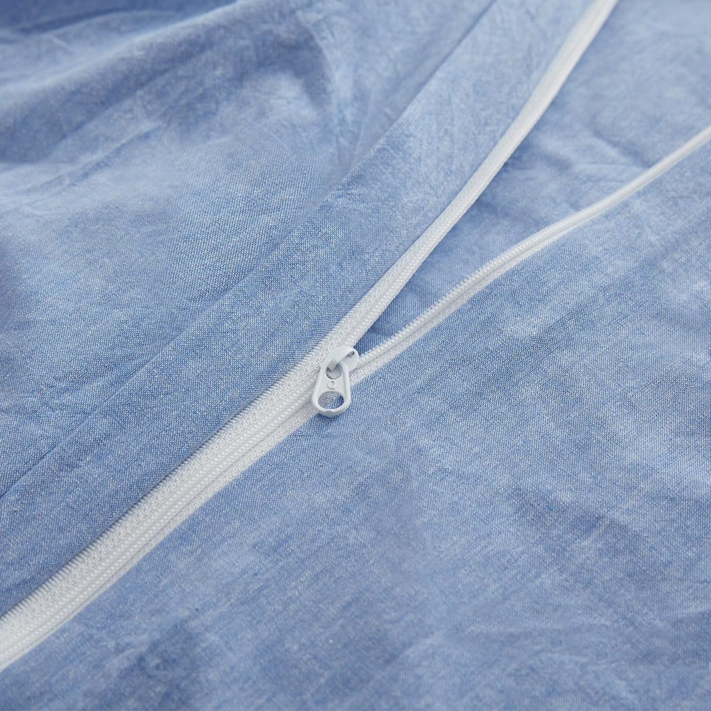 Lovque Light Blue Cotton Duvet Cover King Size, Linen Like Natural Bedding Set With Zipper Closure (No Comforter), 104X90 Inches