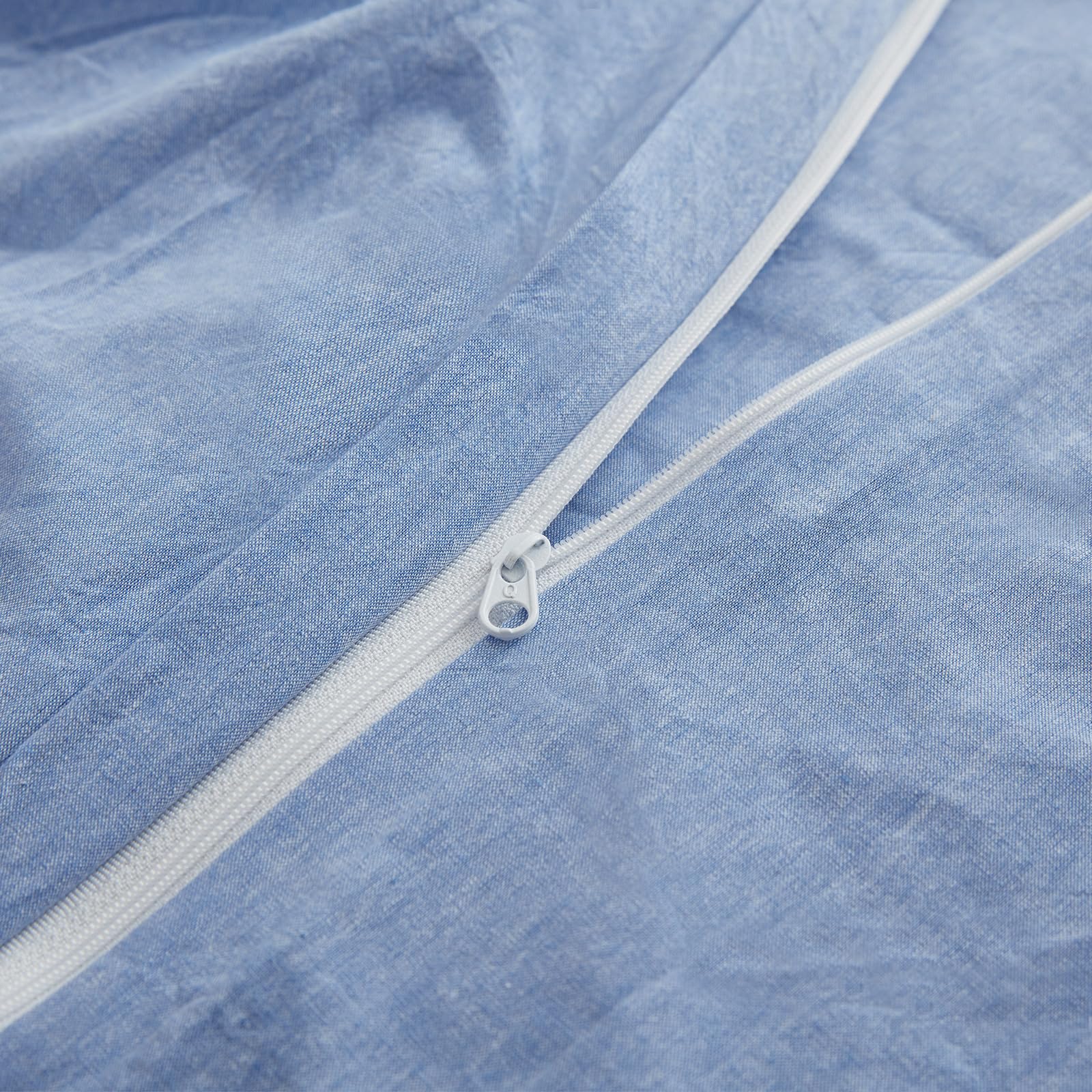 Lovque Light Blue Cotton Duvet Cover King Size, Linen Like Natural Bedding Set With Zipper Closure (No Comforter), 104X90 Inches