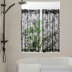 Seekright Black Lace Cafe Curtains 36 Inch Length Rod Pocket Privacy Sheer Short Kitchen Curtains 2 Panels Set Light Filtering B