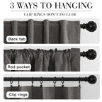 Ryb Home 100% Blackout Linen Textured Curtains 90 Inches Long, Thermal Insulating Privacy Energy Saving For Bedroom Living Room