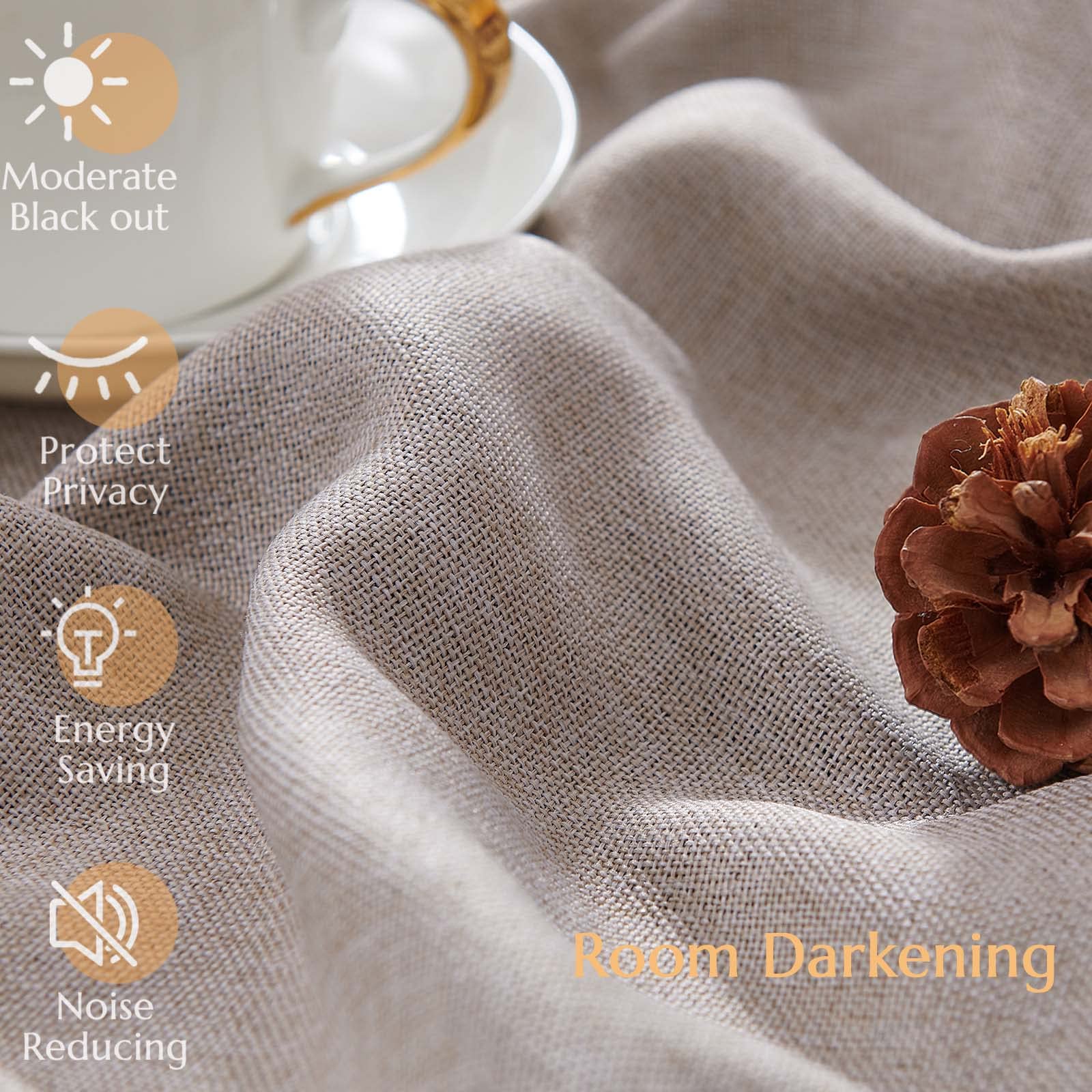 Jinchan Linen Textured 75% Blackout Curtain 96 Inch Length For Living Room Extra Wide For Room Divider Curtain Taupe Bedroom Curtain Thermal Insulated Grommet Top 1 Panel Window Curtain Drape