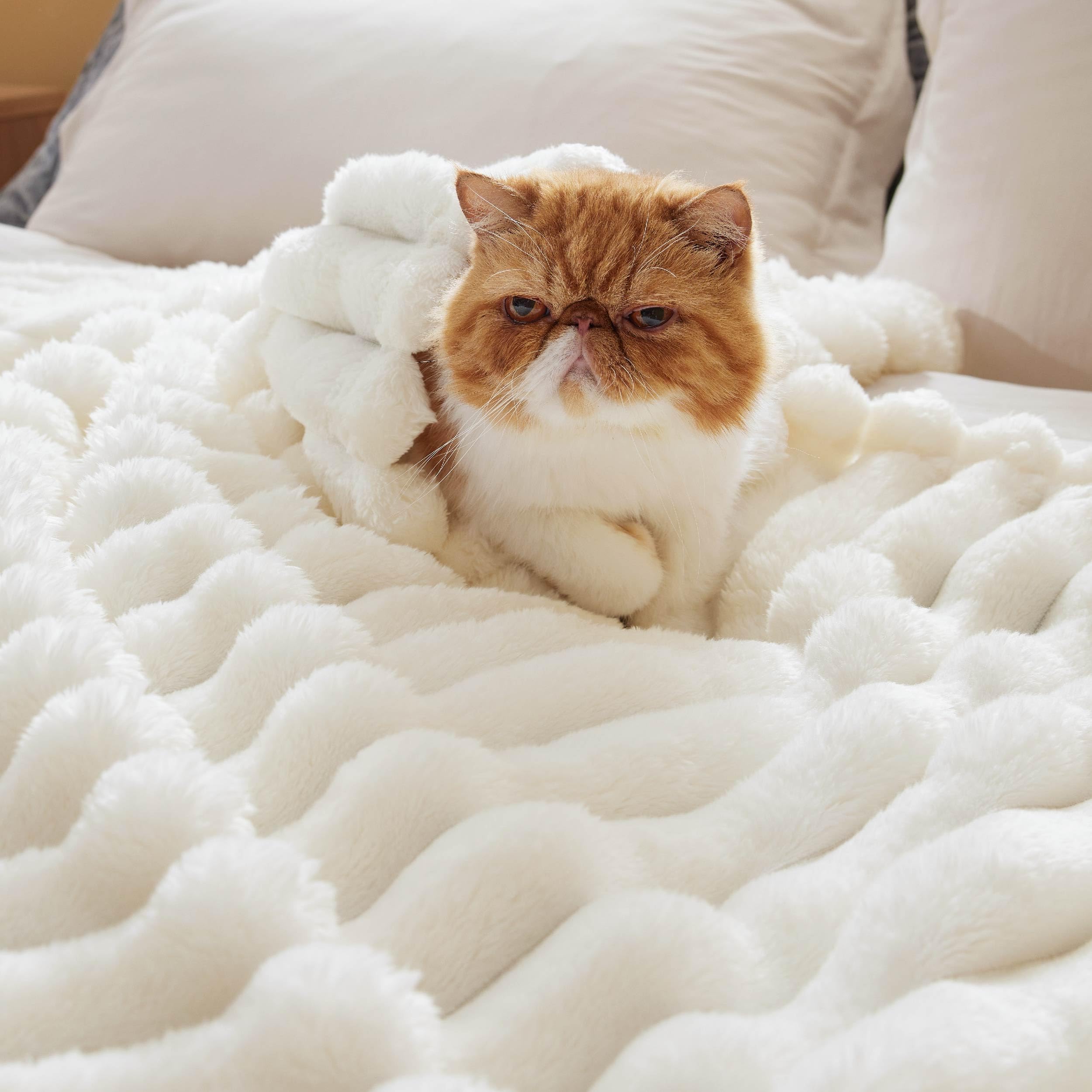 Bedsure White Throw Blankets For Bed - Super Soft Cozy Blanket For Bed, Cute Small Fleece Blanket For Girls And Women, 50X60 Inc