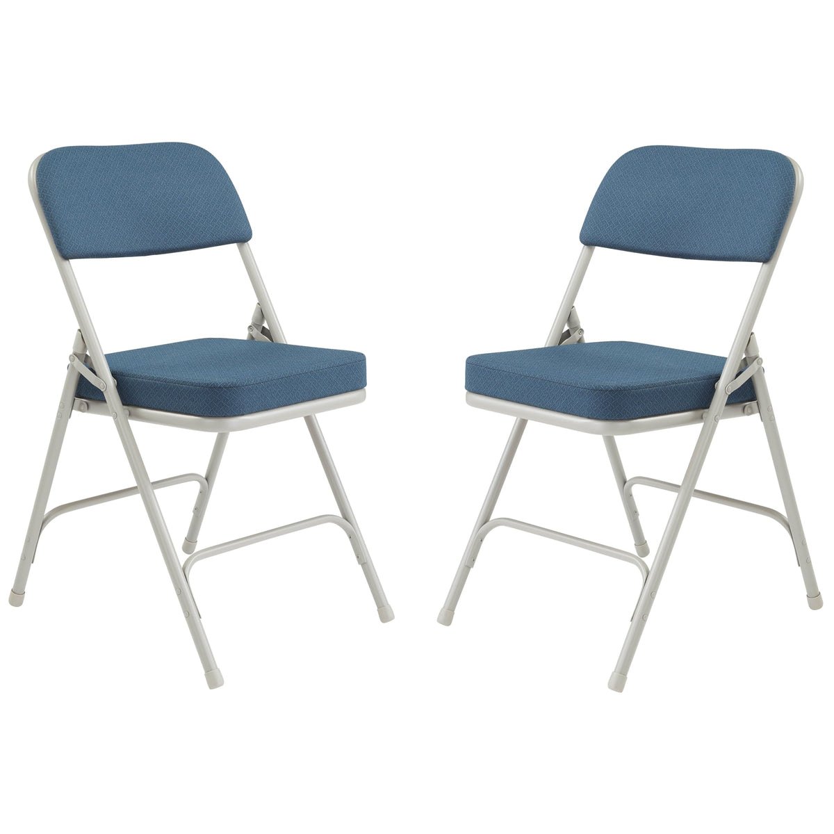 National Public Seating 3200 Series Steel Frame Upholstered Premium Fabric Seat and Back Folding Chair with Double Brace, 300 lbs Capacity, Regal Blue/Gray (Carton of 2)