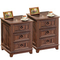 Joaxswe Farmhouse Nightstand Set of 2, 18 Inch End Table with 3 Drawer Metal Handle, Dresser for Bedroom, Sofa Bed Side Table Ch