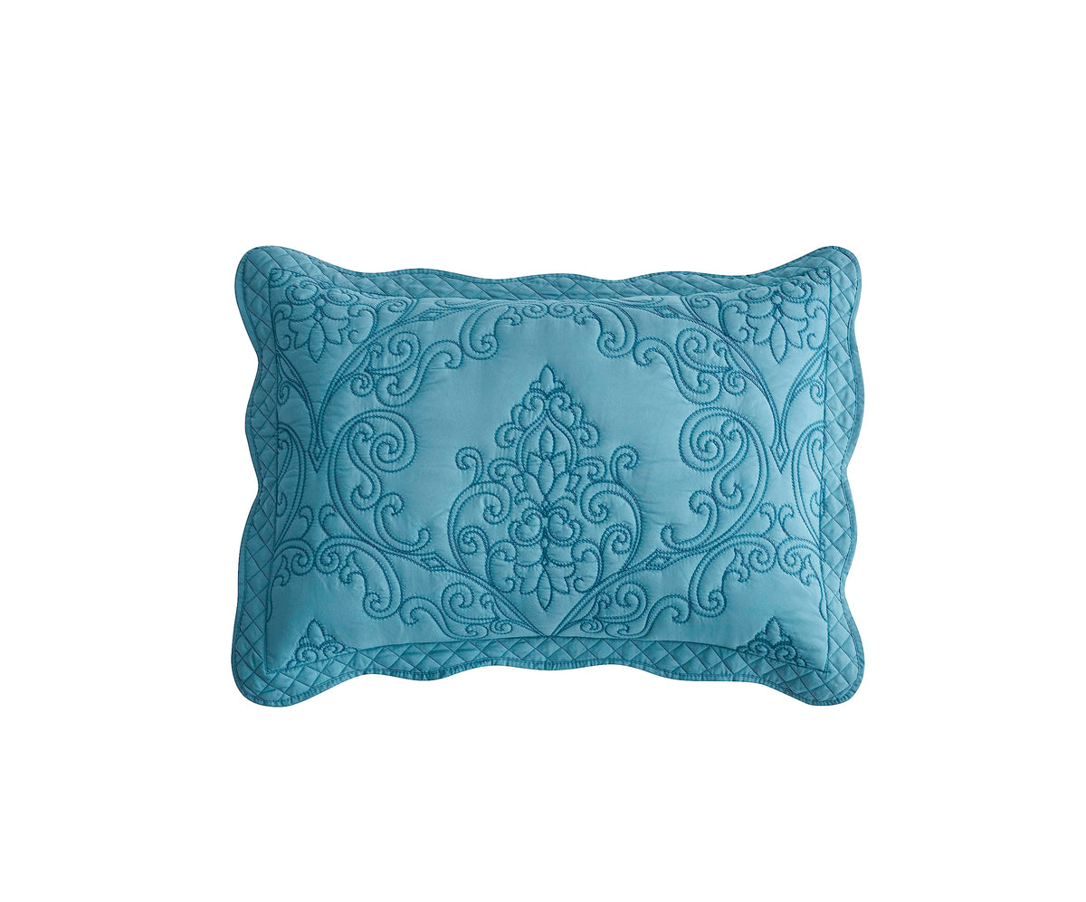 Chixin Microfiber King Pillow Shams Set Of 2 - Decorative Quilted Pillow Covers - Lagoon - Size (20'' X 36'')