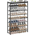 Larzonic 8 Tier Shoe Rack Organizer for 3240 Pairs, Tall Metal Shoe Storage Shelf with Wood Top, Adjustable Boot Space, Narrow 