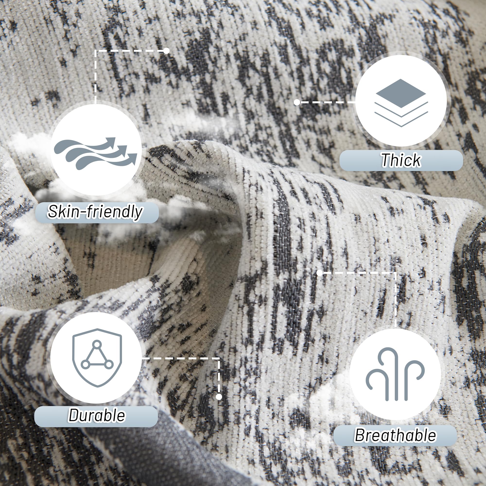 Mysky Home Boho Couch Cover For Dogs Washable Deep Grey Abstract Couch Sofa Protector For Loveseat Sofa Pets Friendly Chenille G