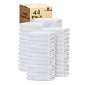 GOLD TEXTILES 48 Pack Economy White Washcloths Set (12x12 inches) - Cotton Blend Commercial Grade Cleaning Rags, Quick Drying & 