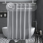 Aoohome Light Grey Stall Size Bathroom Curtain For Hotel, Fabric Shower Liner With Hooks For Hotel, Water Repellent, 54 Width X