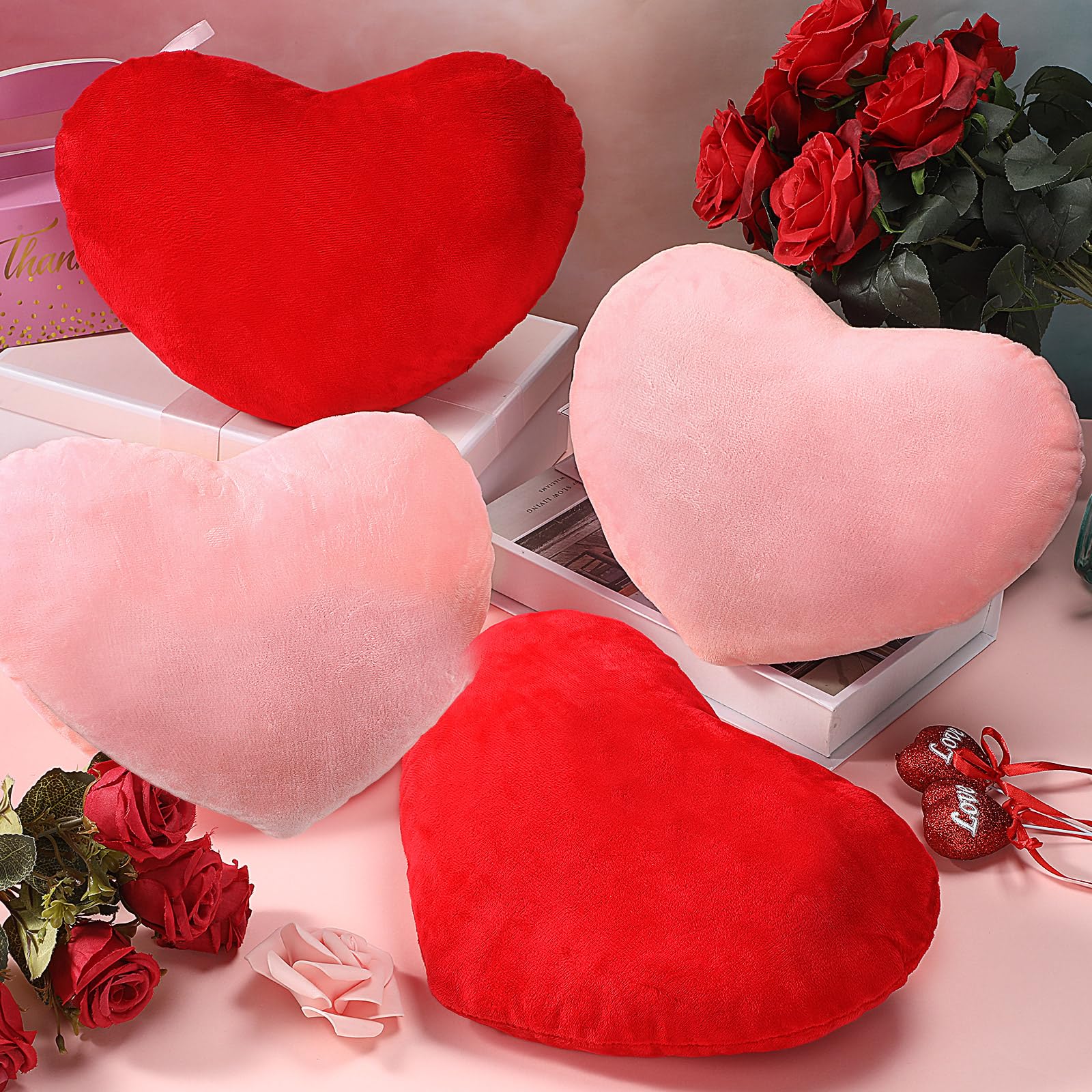 4 Pcs Valentine'S Day Heart Pillow Cute Plush Cushion Toy Throw Heart Shaped Pillow Decorative Stuffed Heart Pillow Kids' Plush