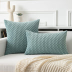 Kevin Textile Throw Pillow Covers Soft Corduroy Decorative Set Of 2 Boho Striped Pillow Covers Pillowcases Farmhouse Home Decor For Couch Bed Sofa Living Room 18X18 Inch Dusty Green