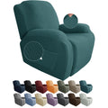 Jiviner Oversized Recliner Chair Covers 4 Piece Stretch Lazy Boy Recliner Sofa Slipcover Jacquard Large Recliner Covers With Elastic Bottom Soft Furniture Protector (Xl Recliner,Peacock Blue)