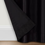 Eclipse Fresno Modern Blackout Thermal Rod Pocket Window Curtain For Bedroom (1 Panel), 52'' X 95'', Black