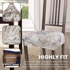 Searchi Stretch Dining Chair Seat Covers Set Of 4, Soft Removable Washable Seat Covers For Dining Chairs, Dining Room Seat Cover Slipcover Protector (Rear-Covered, Beige And Blue Flower)