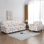 Searchi Stretch Sofa Cover Printed Couch Cover, Floral Pattern 4 Pieces Sofa Slipcover With 3 Separate Cushion Cover, Washable Furniture Protector For Living Room(Sofa, Ball Flower)