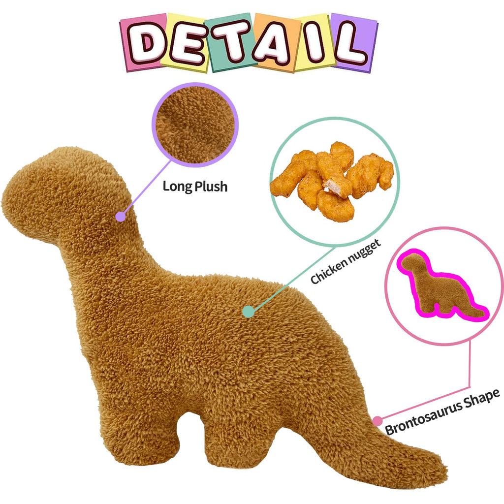 Isaacalyx Dino Nugget Pillow, Brontosaurus-16 Inch Soft Dinosaur Chicken Nuggets Pillow For Birthday Gifts, Dinosaur Theme Party