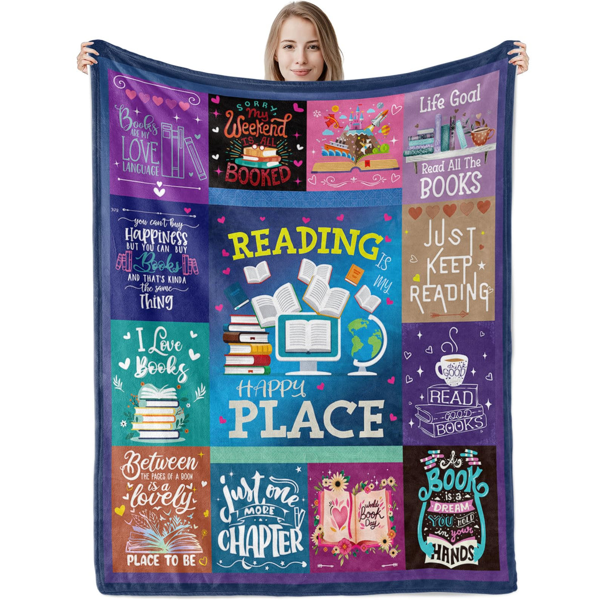 Book Lovers Gift Throw Blanket, Soft Cozy Reading Plush Fleece Blanket Gifts For Book Lovers, Warm Books Flannel Fluffy Blanket