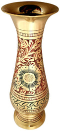 Made of Brass - 8 inch high Vase - A Rare Indian Decor - Alluring Nakkashi, Lovely Collectible - for Dry Flowers, Not Recommende