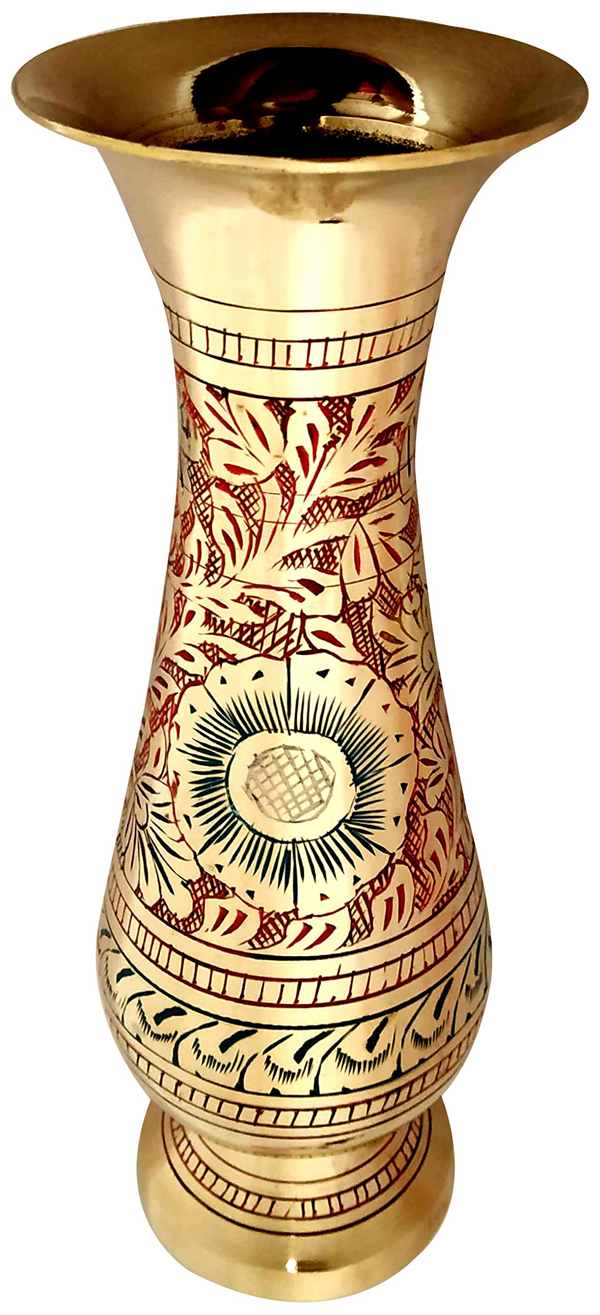 Made of Brass - 8 inch high Vase - A Rare Indian Decor - Alluring Nakkashi, Lovely Collectible - for Dry Flowers, Not Recommende
