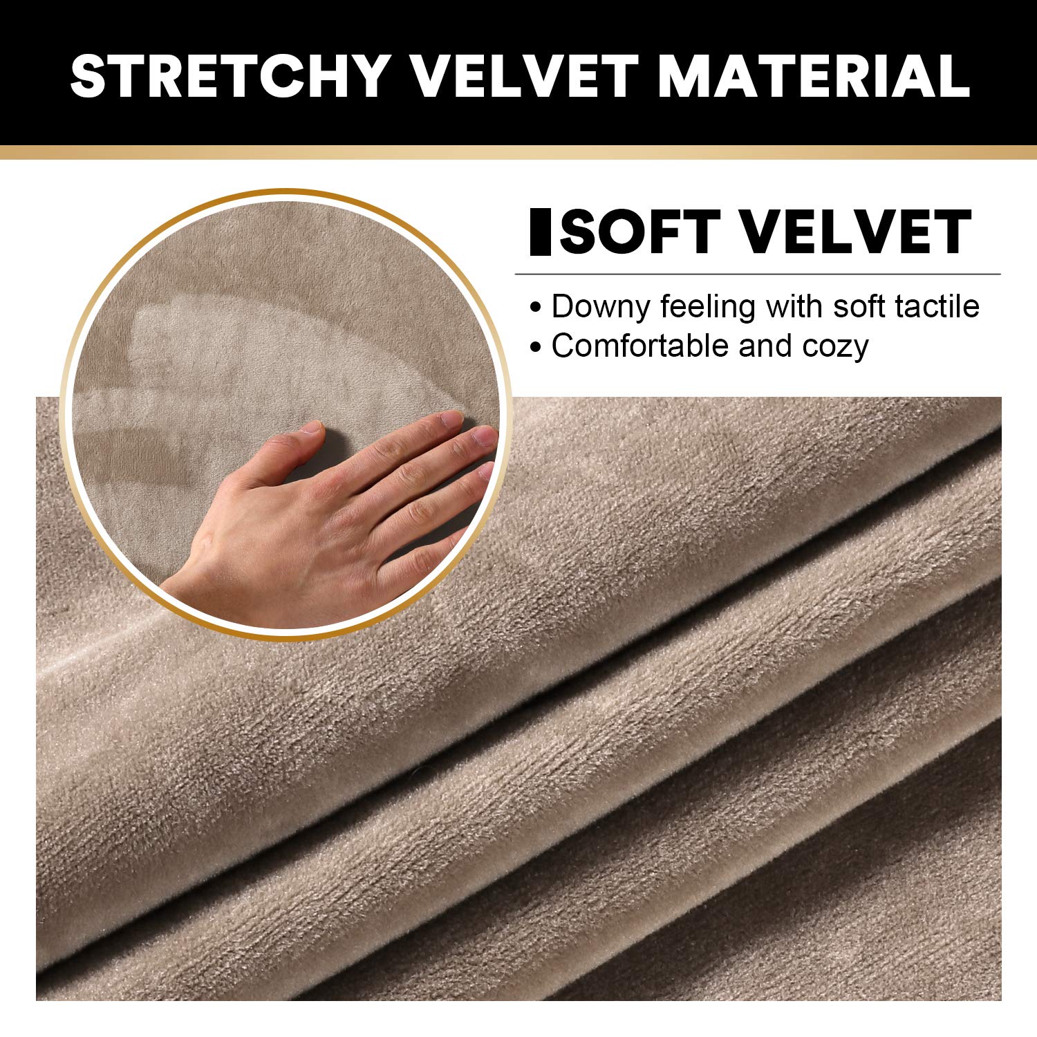 4 Pieces Sofa Covers Stretch Velvet Couch Covers For 3 Cushion Sofa Slipcovers Soft Sofa Slip Covers Furniture Covers With 3 Individual Seat Cushion Covers, Machine Washable (X-Large, Taupe)