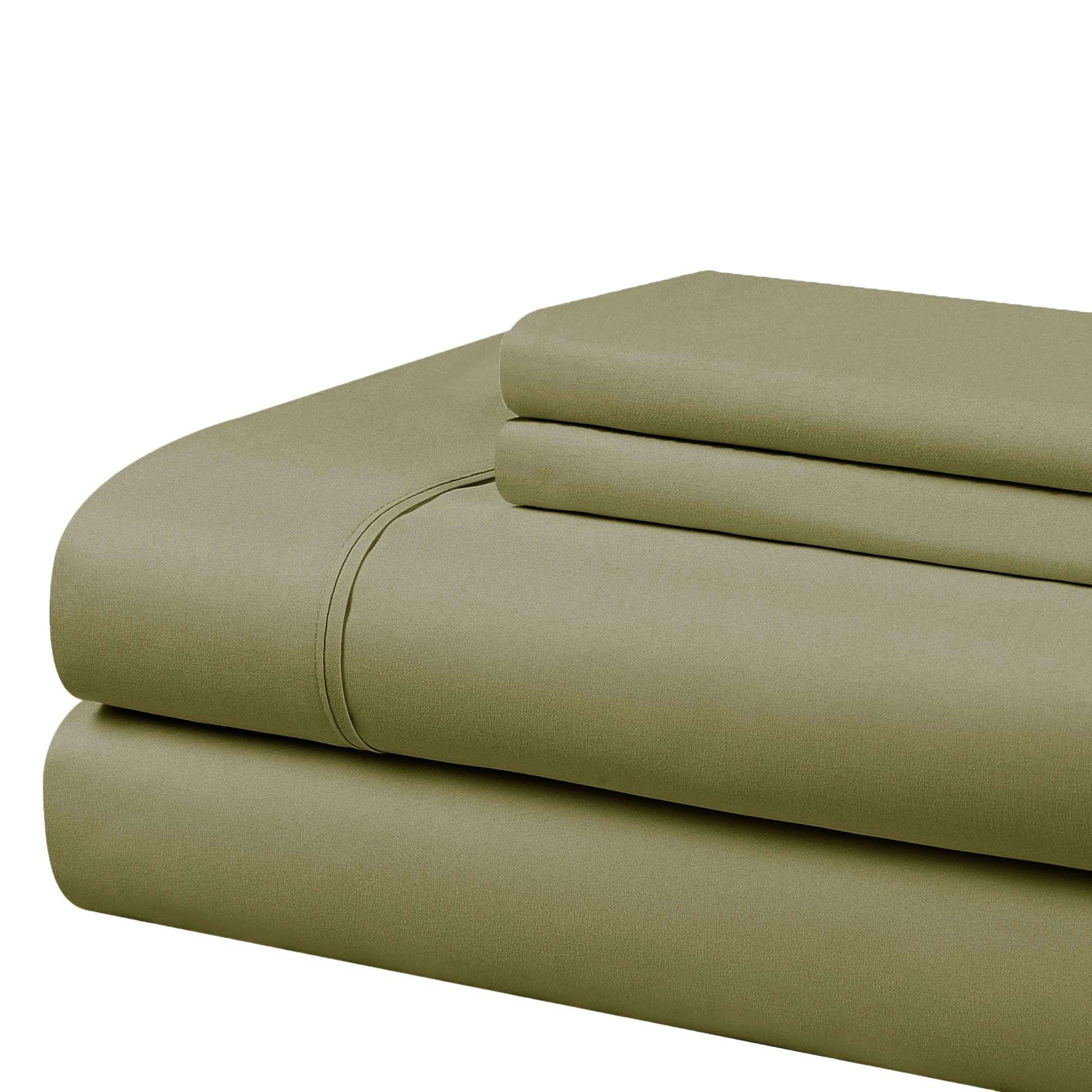 Cathay Home Essentials Ultra Soft Hypoallergenic Wrinkle Resistant Double Brushed Microfiber Bedding Sheet Set, Sage, King