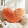 EastTree Heart Pillows, Pink Orange Heart Shaped Pillows, Love Throw Pillows Gifts, Ultra Faux Rabbit Fur Soft Small Cute Fluffy
