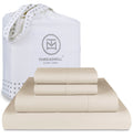 Threadmill Supima Cotton Sheets, 1000 Thread Count Soft 100% Cotton Sheets For Cal King Size Bed, 4 Pc Beige Cal King Bed Sheets