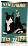 Crazysign Funny Cat Bathroom Decor Sign Tuxedo Cat Remember To Wipe Tin Sign for Bathroom Toilet Wall Decor 8x12 INCH (3155)