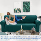 Znsayotx 1 Piece Jacquard Chair Slipcovers For Living Room High Stretch Chair Covers With Arms Anti Slip Pets Friendly Couch Sofa Armchair Cover Furniture Protector (Small, New Pattern Blackish Green)