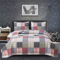 Plaid Quilt Set Twin Size Bedspread Coverlet Plaid Patchwork Quilt Set Bedding Boys Mens Red Blue White Plaid Bedspread Lightwei