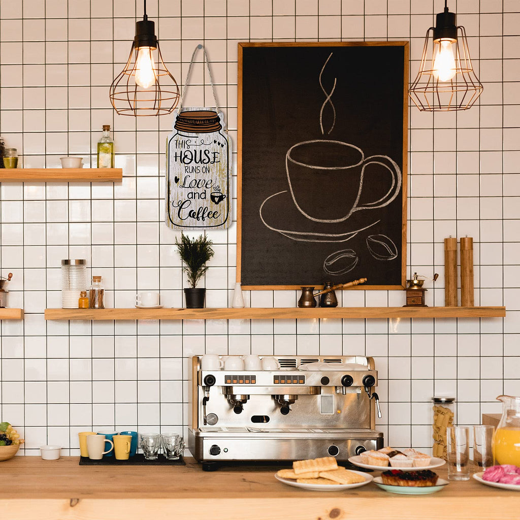 Jetec 3 Pcs Coffee Bar Decor Sign Mason Jar Wall Hanging Plaque Farmhouse Kitchen Decor Wooden Coffee Decor Sign For Kitchen Hom