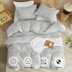 Phf Waffle Weave Duvet Cover Set King Size, 3 Piece Ultra Soft Breathable Durable Comforter Cover For All Season, Waffle Texture